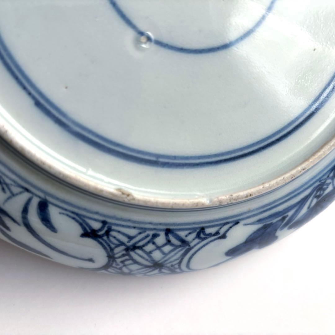 伊万里　古伊万里　江戸　後期　鶴上仙人図　富字　丸紋　牡丹　型紙摺り