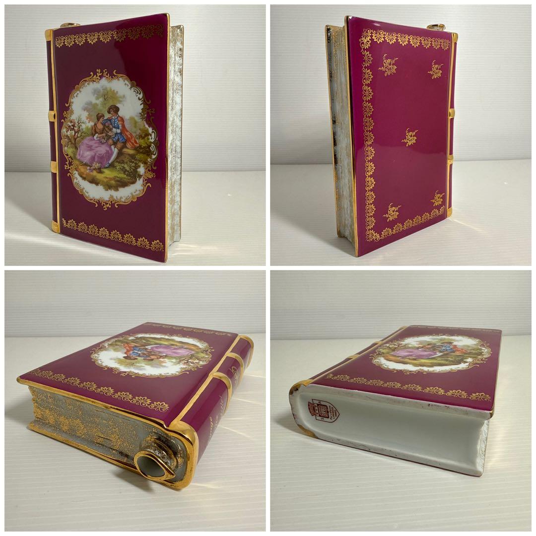 ①レア！空瓶 リモージュ 陶器ボトル ブックボトル ショットグラス 6客セット