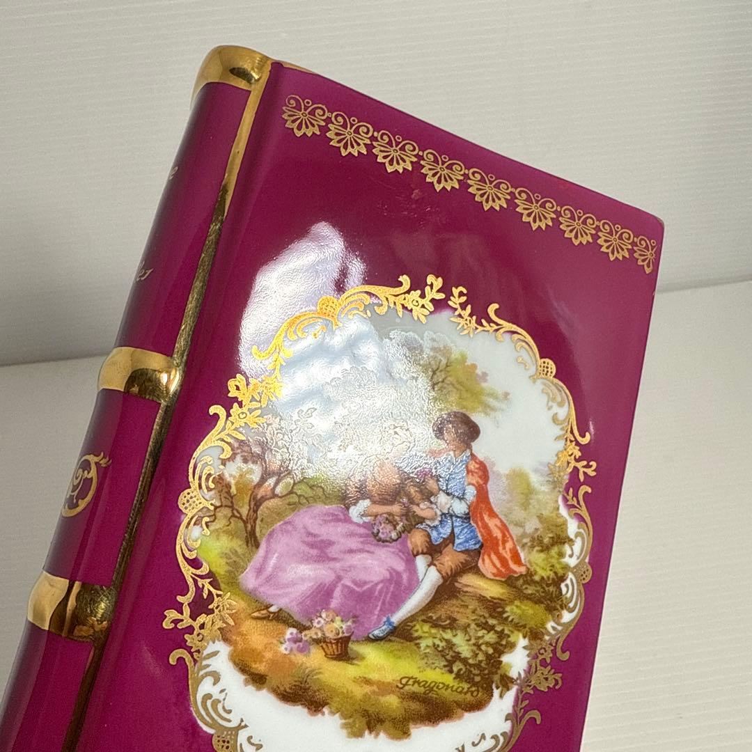 ①レア！空瓶 リモージュ 陶器ボトル ブックボトル ショットグラス 6客セット