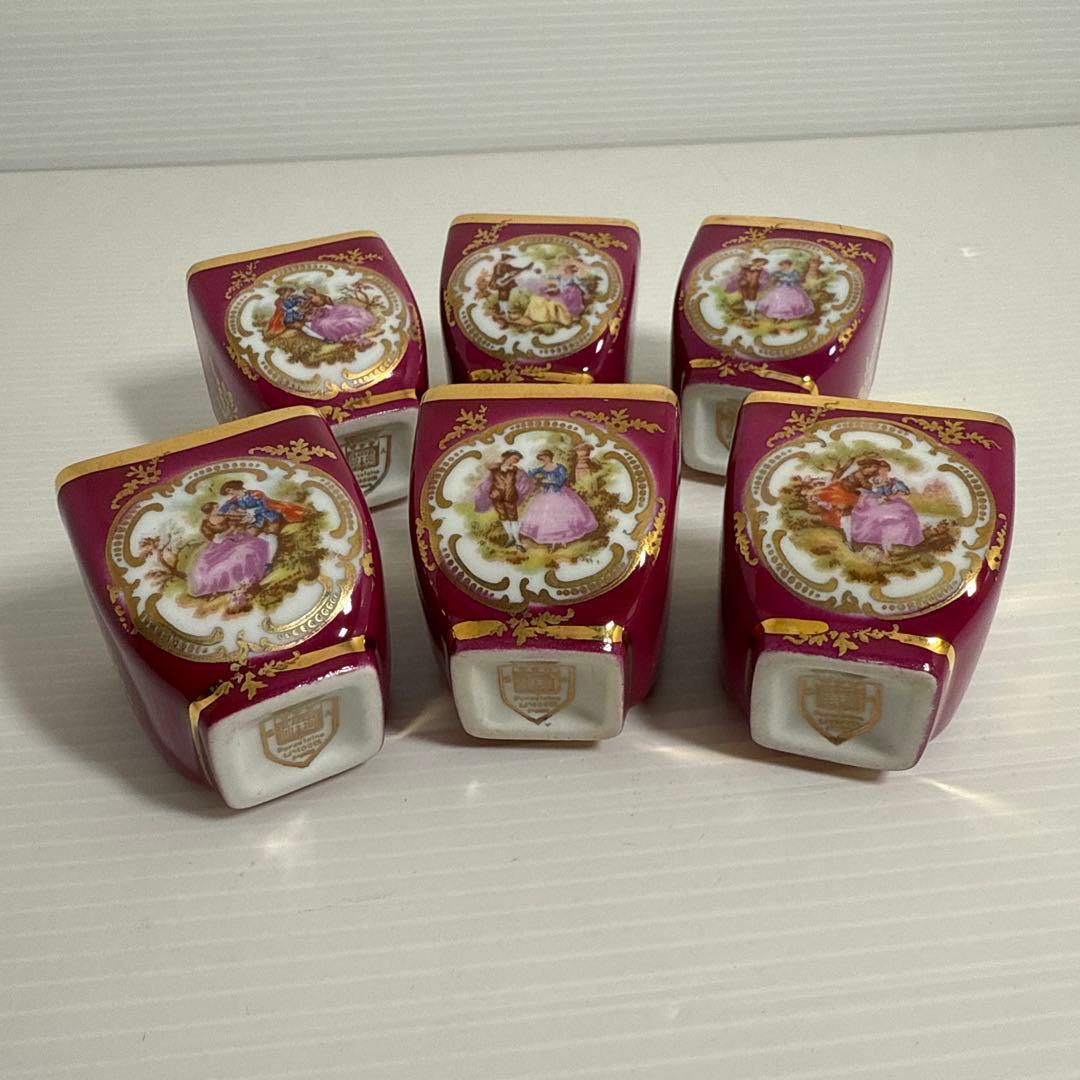 ①レア！空瓶 リモージュ 陶器ボトル ブックボトル ショットグラス 6客セット