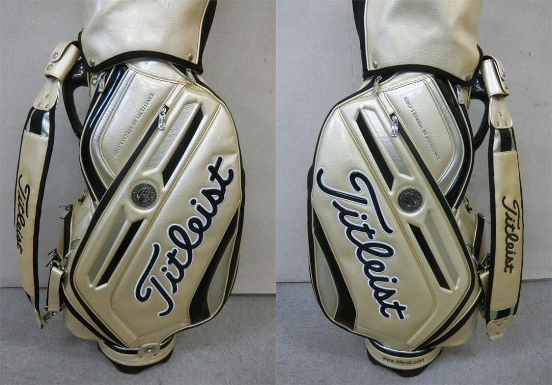 b470 ★限定品★ タイトリスト エナメルゴールド 3点式キャディバッグ