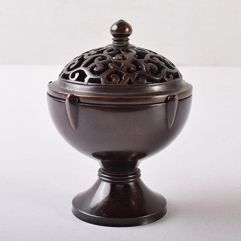 マル 茶道具　釜師　根来実三作　唐銅　火屋蓋置　共箱　V R8718