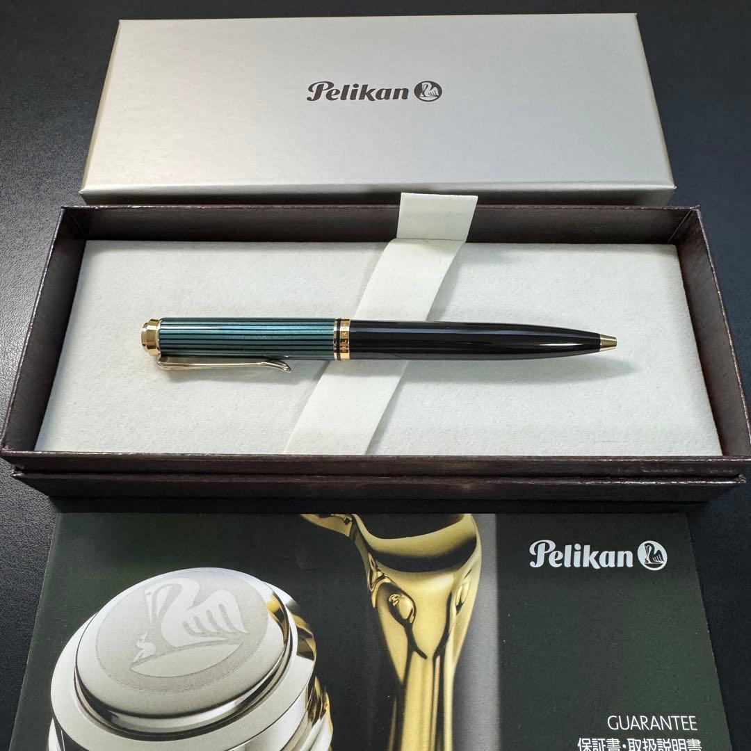 【美品】ペリカン ボールペン スーベレーン K600 緑縞 箱付き