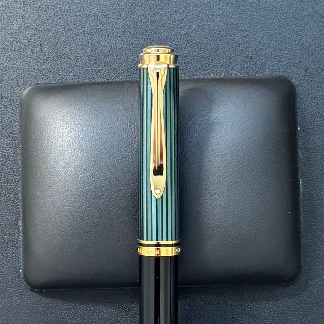【美品】ペリカン ボールペン スーベレーン K600 緑縞 箱付き