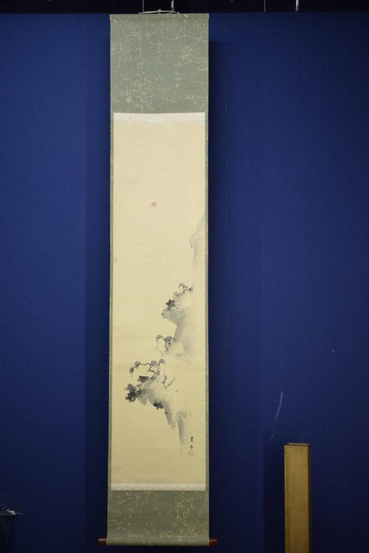 真作/圭舟/蓬莱山図/山水図/布袋屋掛軸HJ-692