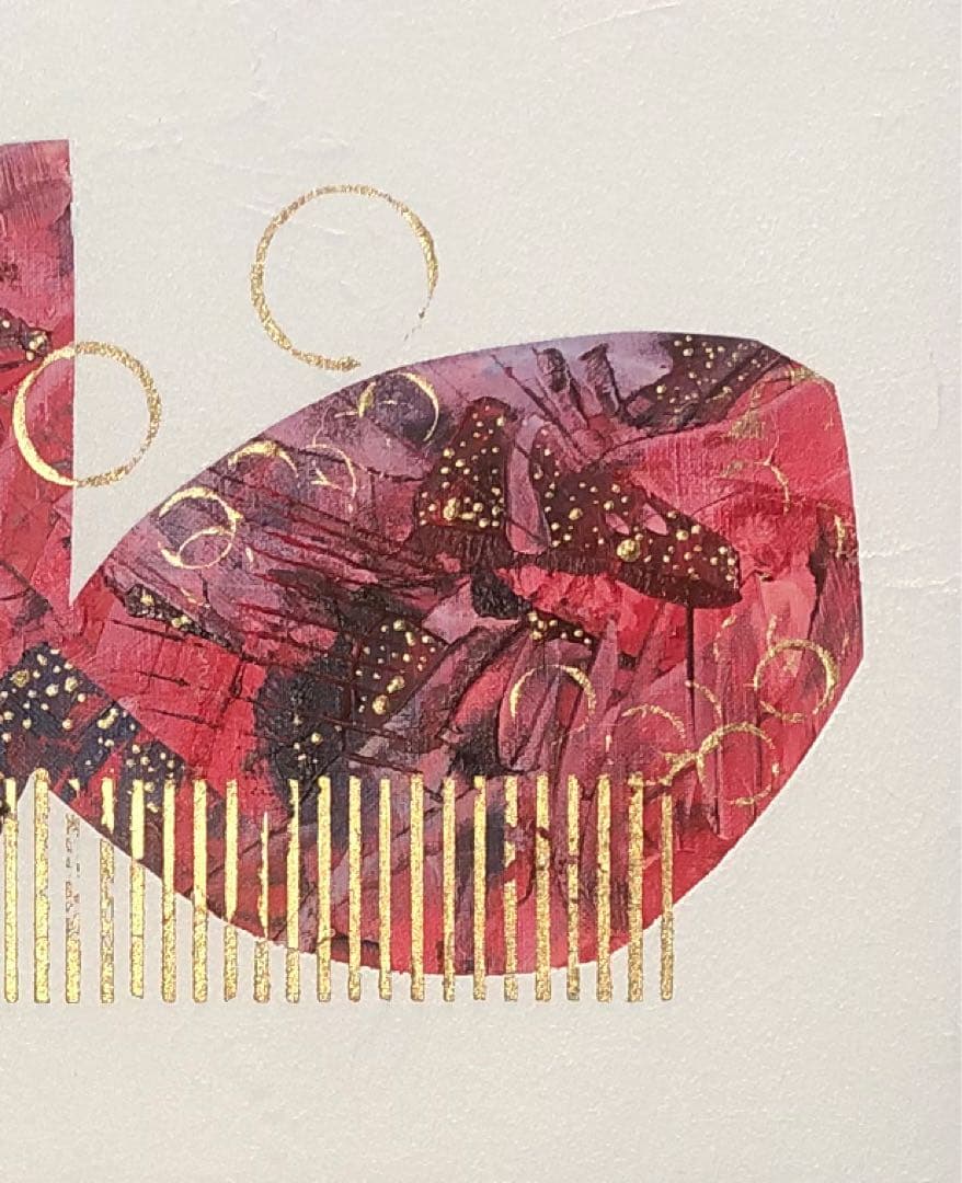 絵画　油絵　原画　一点物　抽象画　現代アート　北欧　赤　金　スタイリッシュ　M8