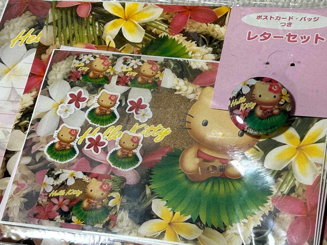 希少レア　ハローキティ　レターセット　日焼け　ハワイ　ハイビスカス　2002