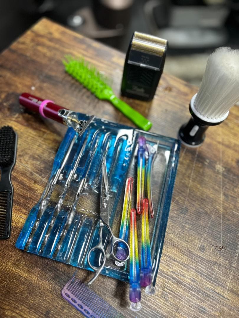 BARBER　barbershop　シザーケース　シザースタンド　レジン