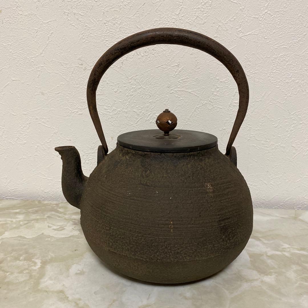 時代物 銅蓋 鉄瓶 m1