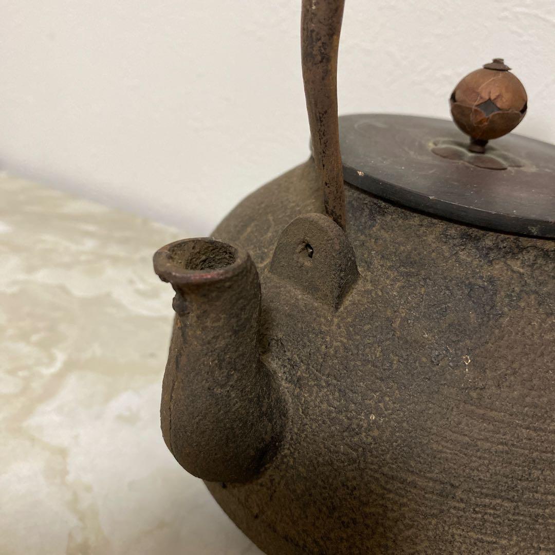 時代物 銅蓋 鉄瓶 m1