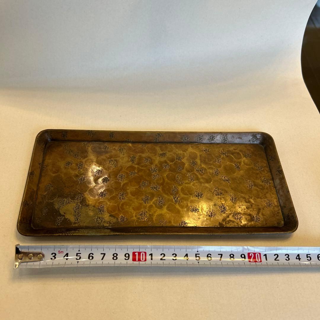 『値引き』【煎茶道具】ビンテージ・アンティーク品　大西成古造黄銅打し　名品急須盆