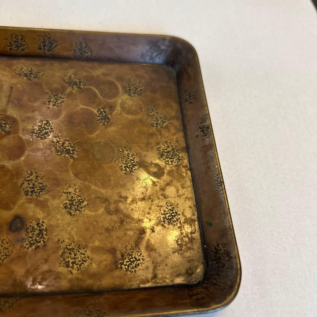 『値引き』【煎茶道具】ビンテージ・アンティーク品　大西成古造黄銅打し　名品急須盆