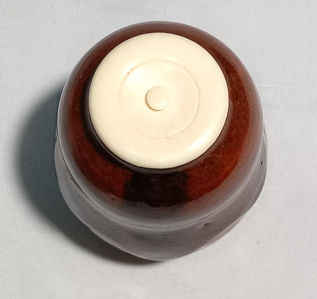 茶道具　大樋焼茶入　大樋定子作　大樋焼飴釉瓢型茶入　宗薫緞子仕覆　美品！！