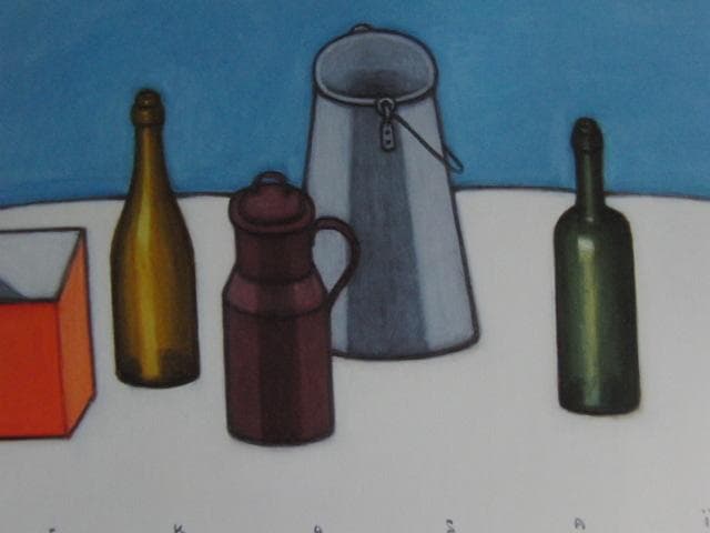 笠井誠一、【ボトルとミルク缶のある卓上静物】、希少な額装用画集画