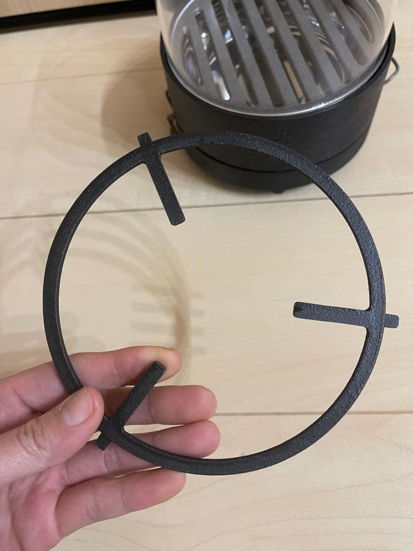 鉄製グリル 透明カバー付き　火鉢　涼炉　鉄瓶用 急須用