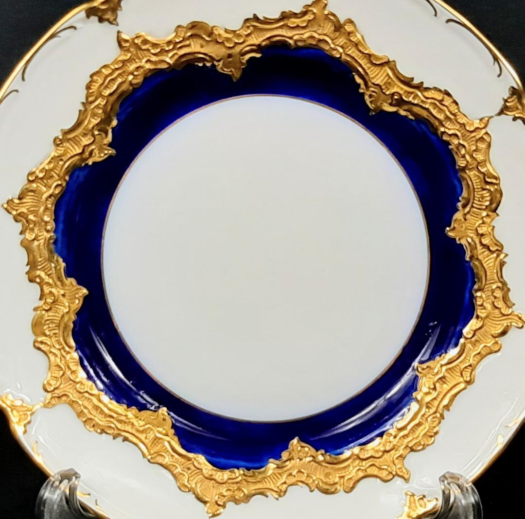 24金マイセングランツゴールドBフォーム紺カップ＆ソーサ＆プレート美品1級品 ハ