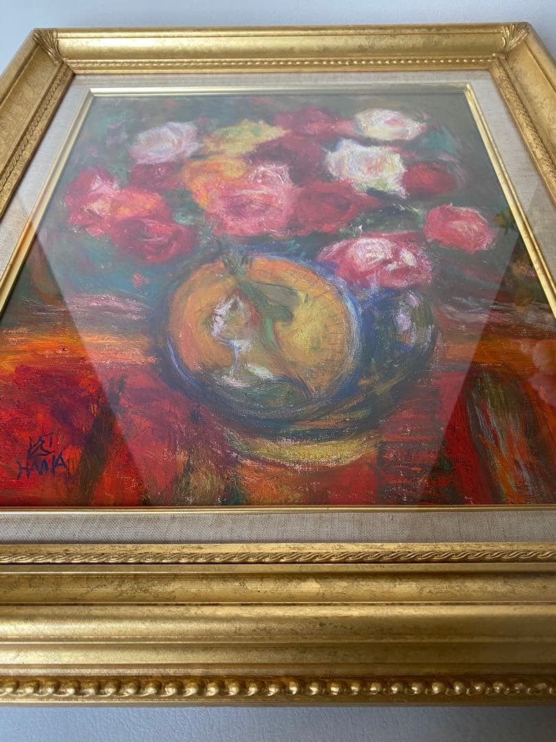 濱本久雄　油絵　油彩画　額縁　金色フレーム