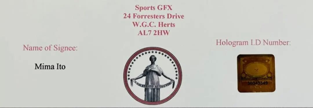 伊藤美誠さん 直筆サイン付き写真 卓球 パリオリンピック 証明書付き 1枚