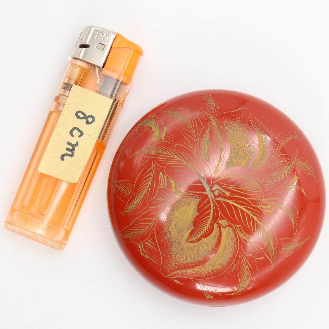 森下弘堂作 朱塗 沈金 香合 輪島塗 共箱　C974