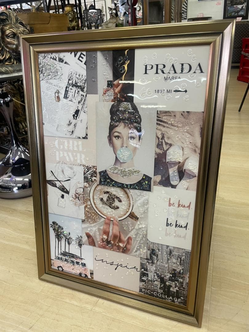 水晶絵　アートパネル　オマージュアート　ブランド　クリスタル　絵画　絵　壁掛け