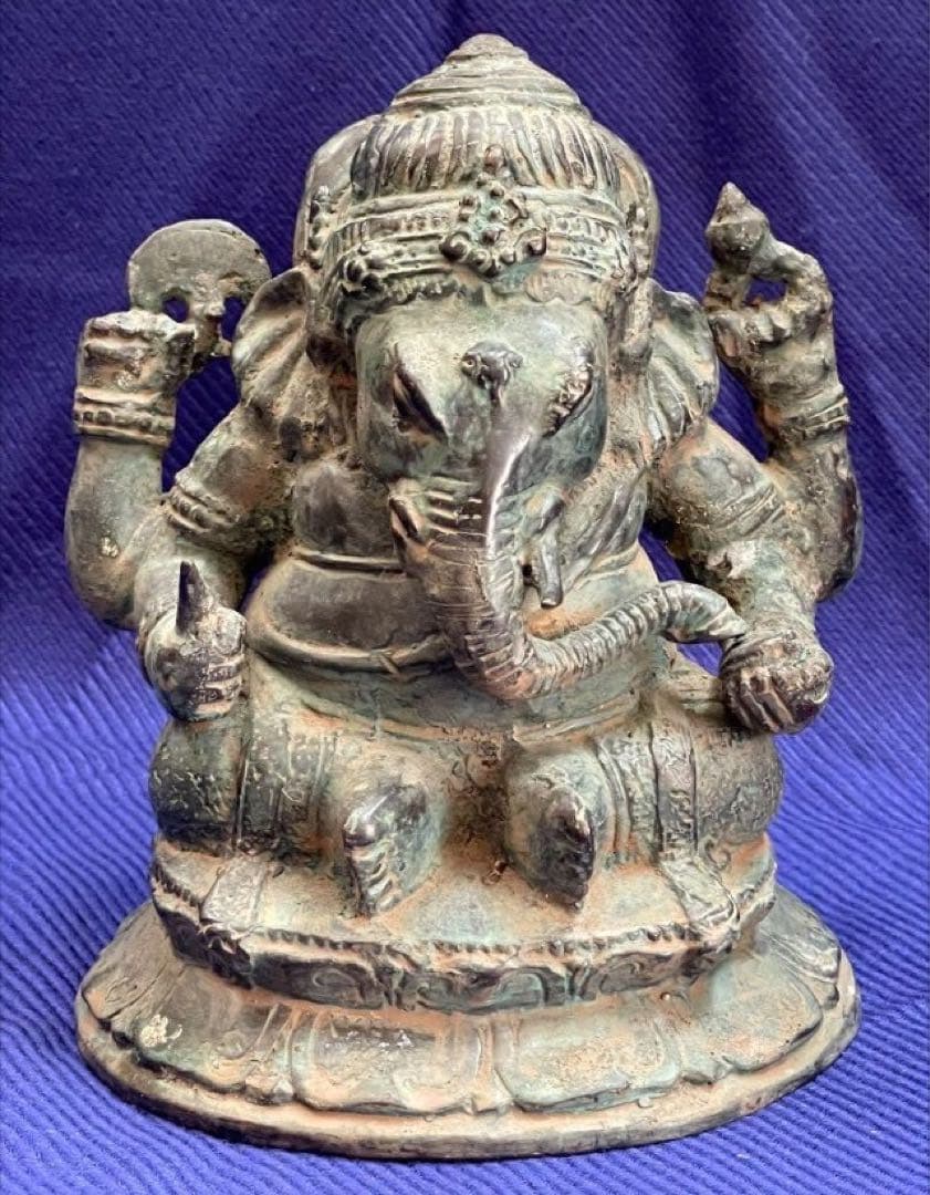 ガネーシャ像　☆風水置物　ブロンズ　真鍮　アンティーク 守り神