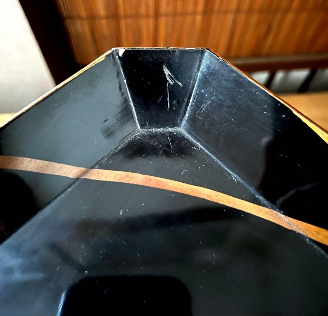 時代 漆芸 金彩 蒔絵 祝い膳 黒塗り 裏 梨地