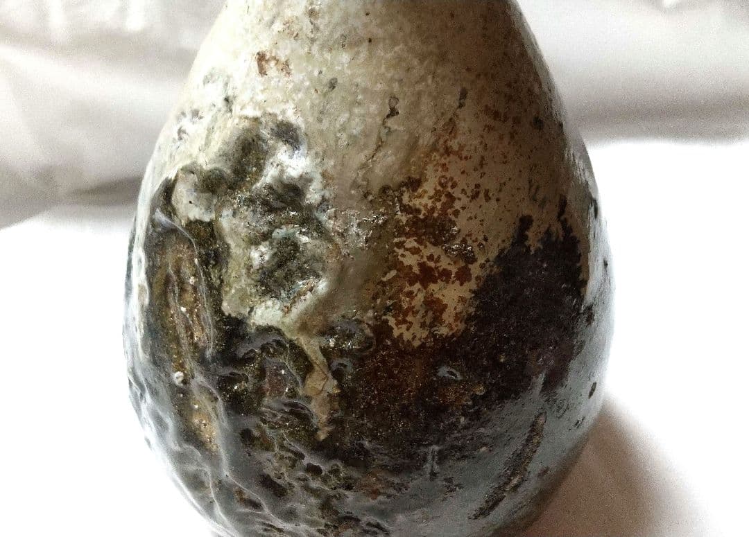 中川自然坊 朝鮮唐津 鶴首花入 未使用品 共布 共箱