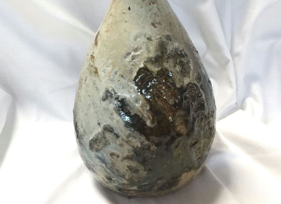 中川自然坊 朝鮮唐津 鶴首花入 未使用品 共布 共箱