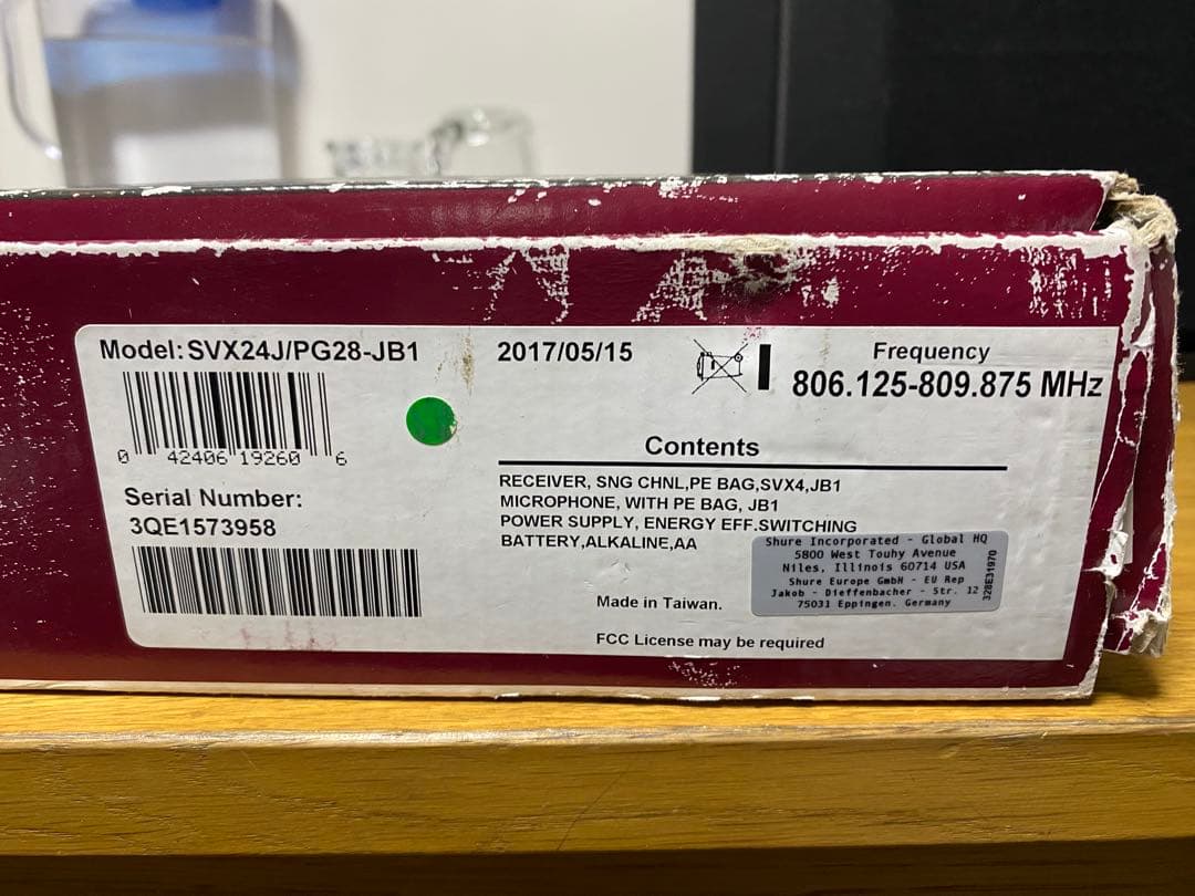 動作確認済 SHURE　ワイアレスマイクシステム 　SVX24/PG28