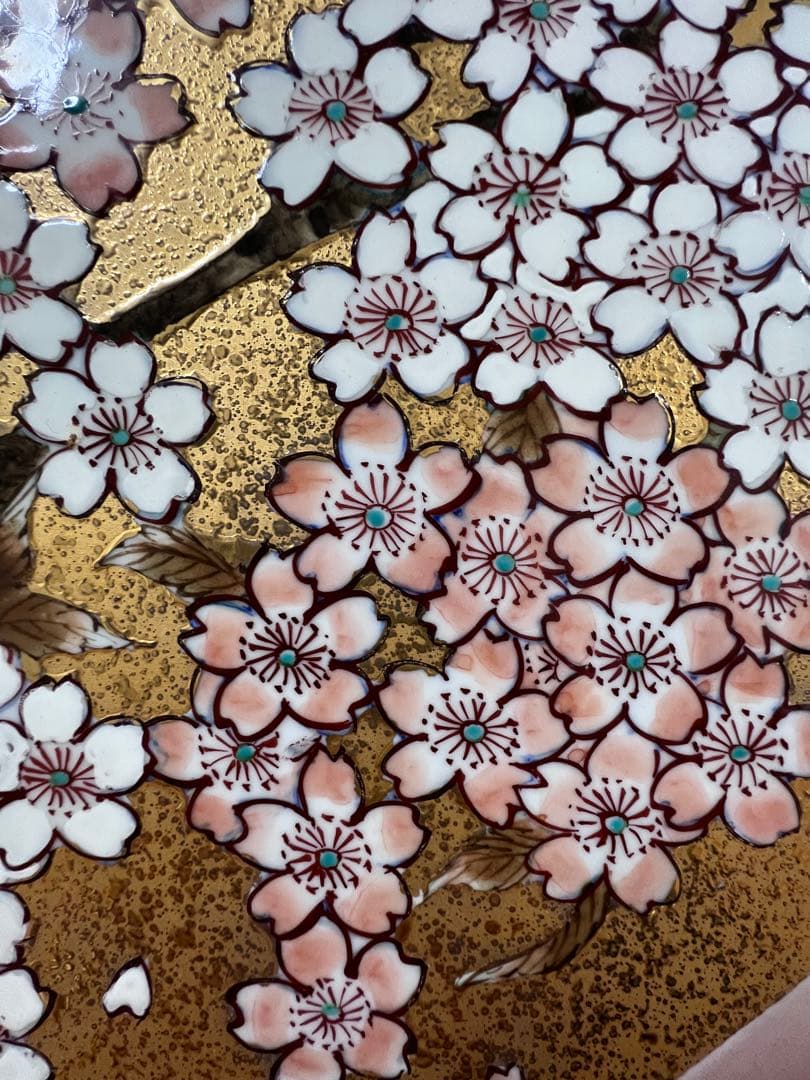 陶額　赤富士桜絵