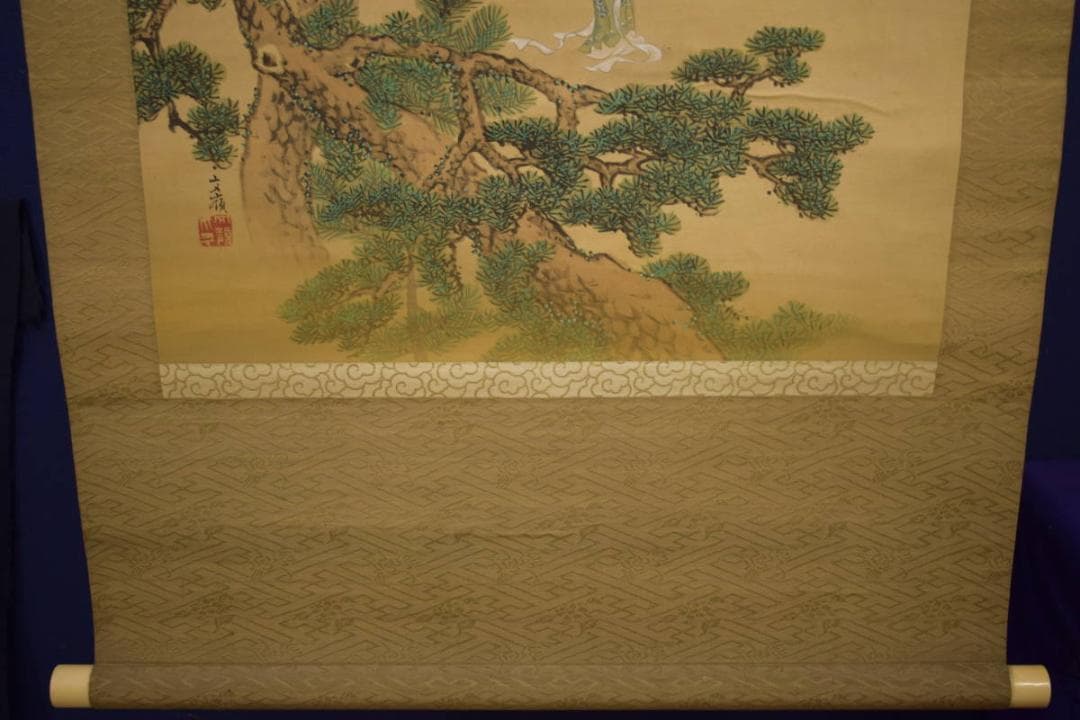 真作/前川文嶺/羽衣図/人物図/前川孝嶺の桐極箱付/布袋屋掛軸HI-623