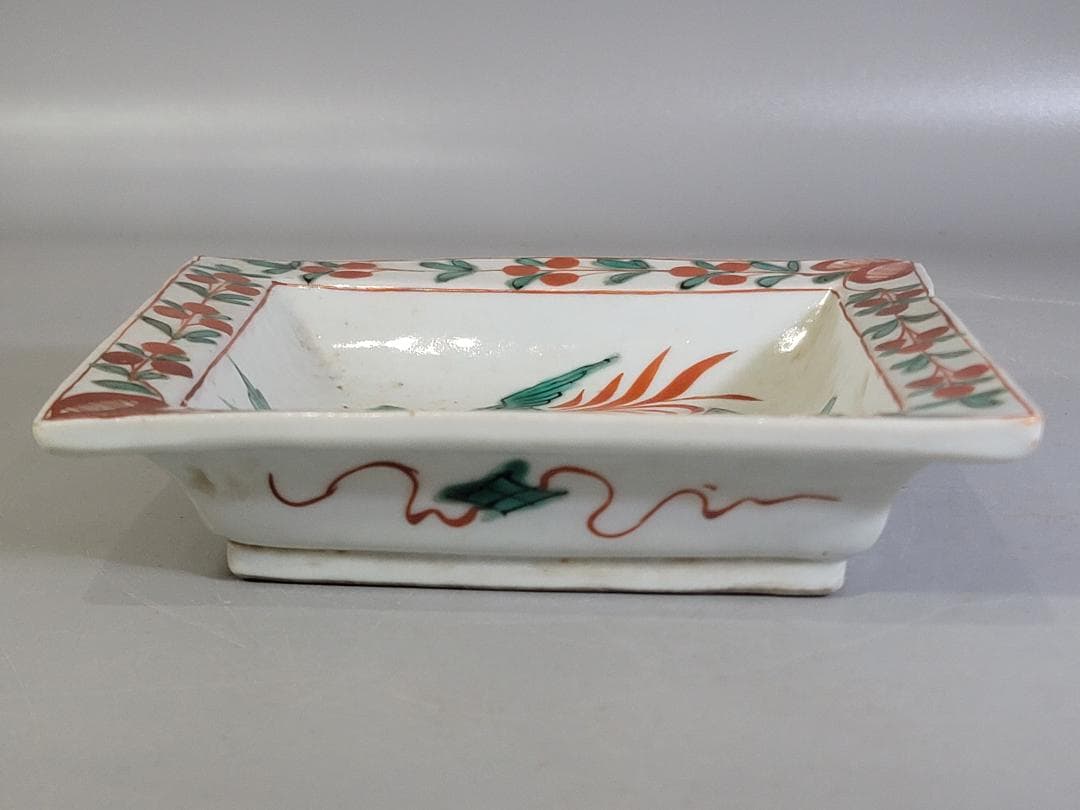 古美術 中国 呉須 赤絵 四角 皿 5個