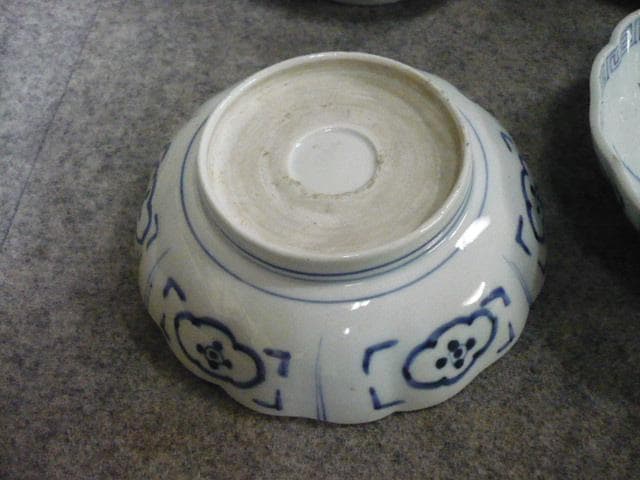 伊万里焼染付線描き海辺風景図なます皿9枚 [B31639]