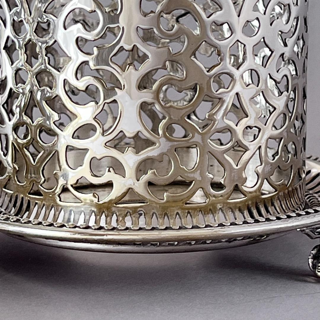 【Atkin Bros】 透かしのワインボトルホルダー　2個【シルバープレート】