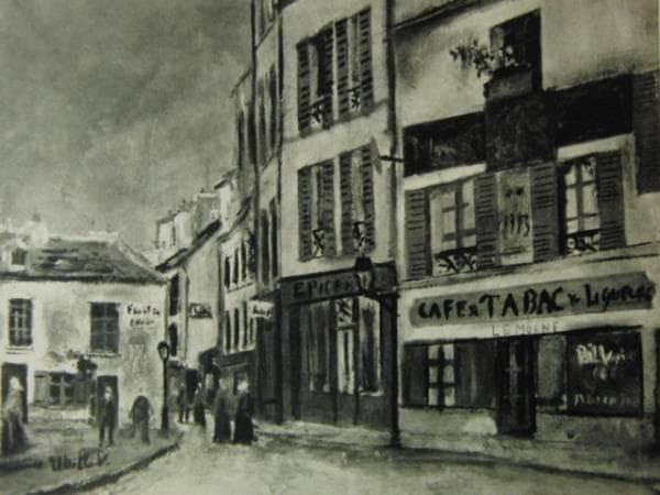 ユトリロ、希少・画版より、版上サイン入、額付、Nｏ94