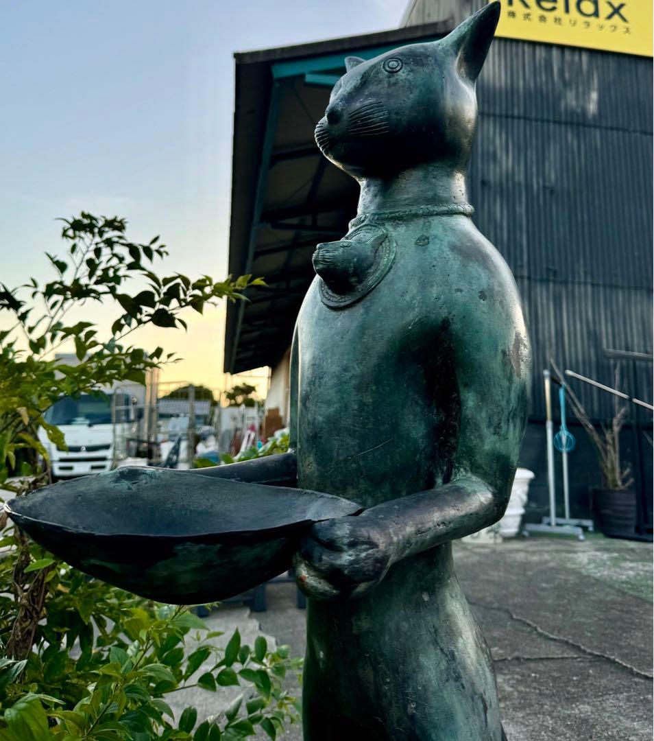 もちさん専用です。大きな猫のブロンズ像 高さ104cm アンティーク調 彫刻