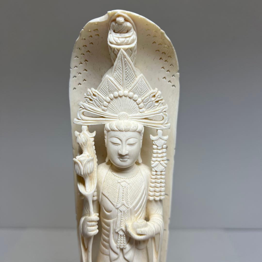 極上和彫在銘観音　626g/29.5㎝　東Y8-0123☆2Fトトル