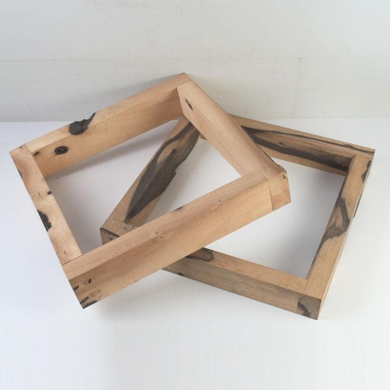 茶道具　天然木　黒柿製　四方炉縁　二点まとめて　V　9862A