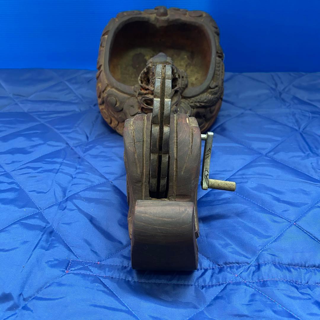 蔵出品① 木彫り 龍 墨壺 すみつぼ 墨壷 墨つぼ 工芸品