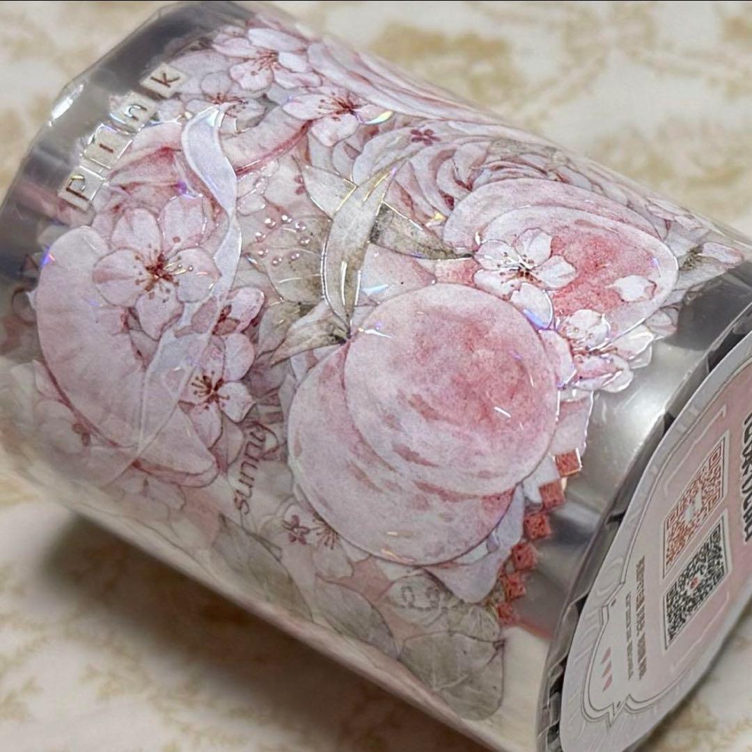 海外 PETテープ マスキングテープ お花と桃