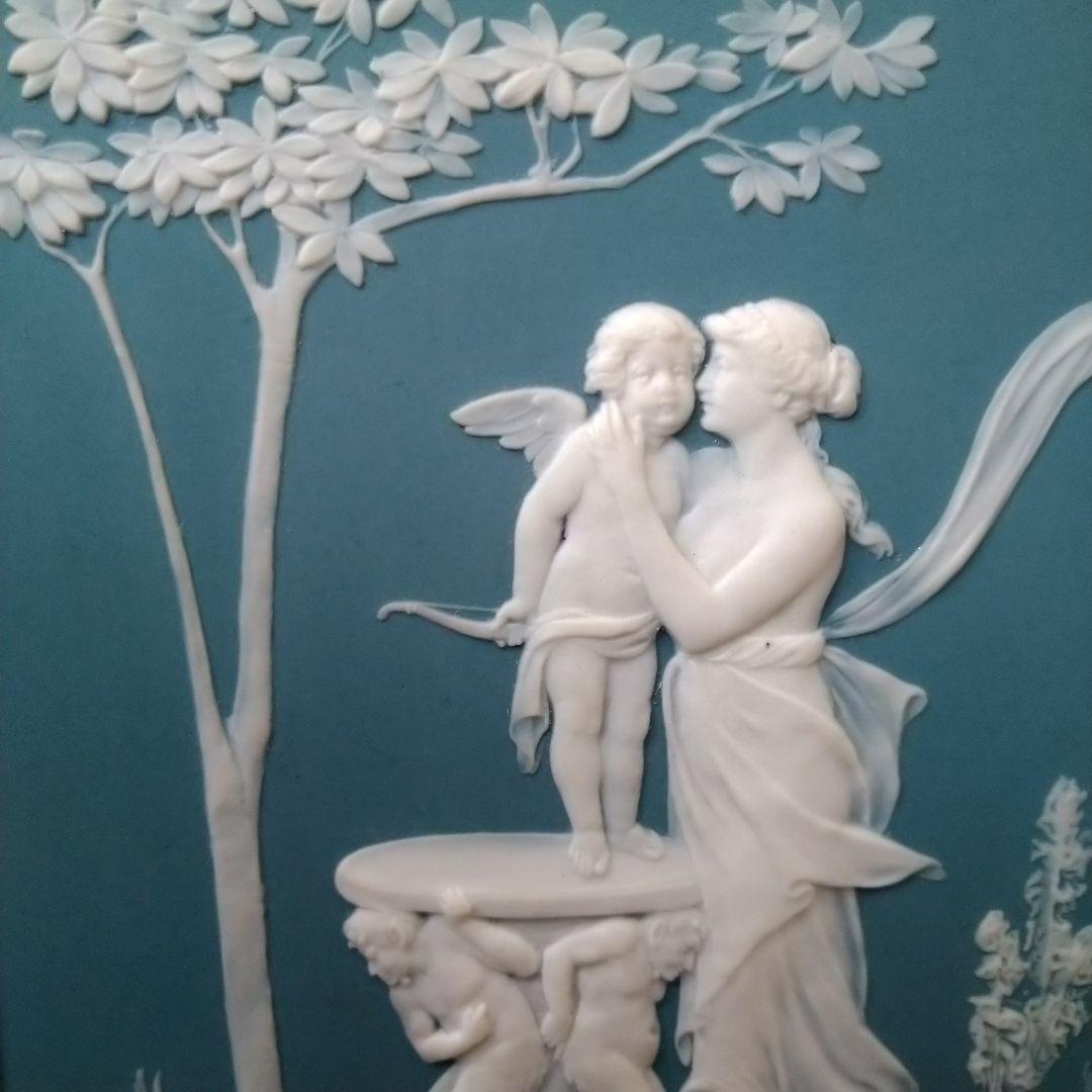 メトラッハ(METTLACH)額装陶板画パテシュールパテ『ニンフとキューピッド』