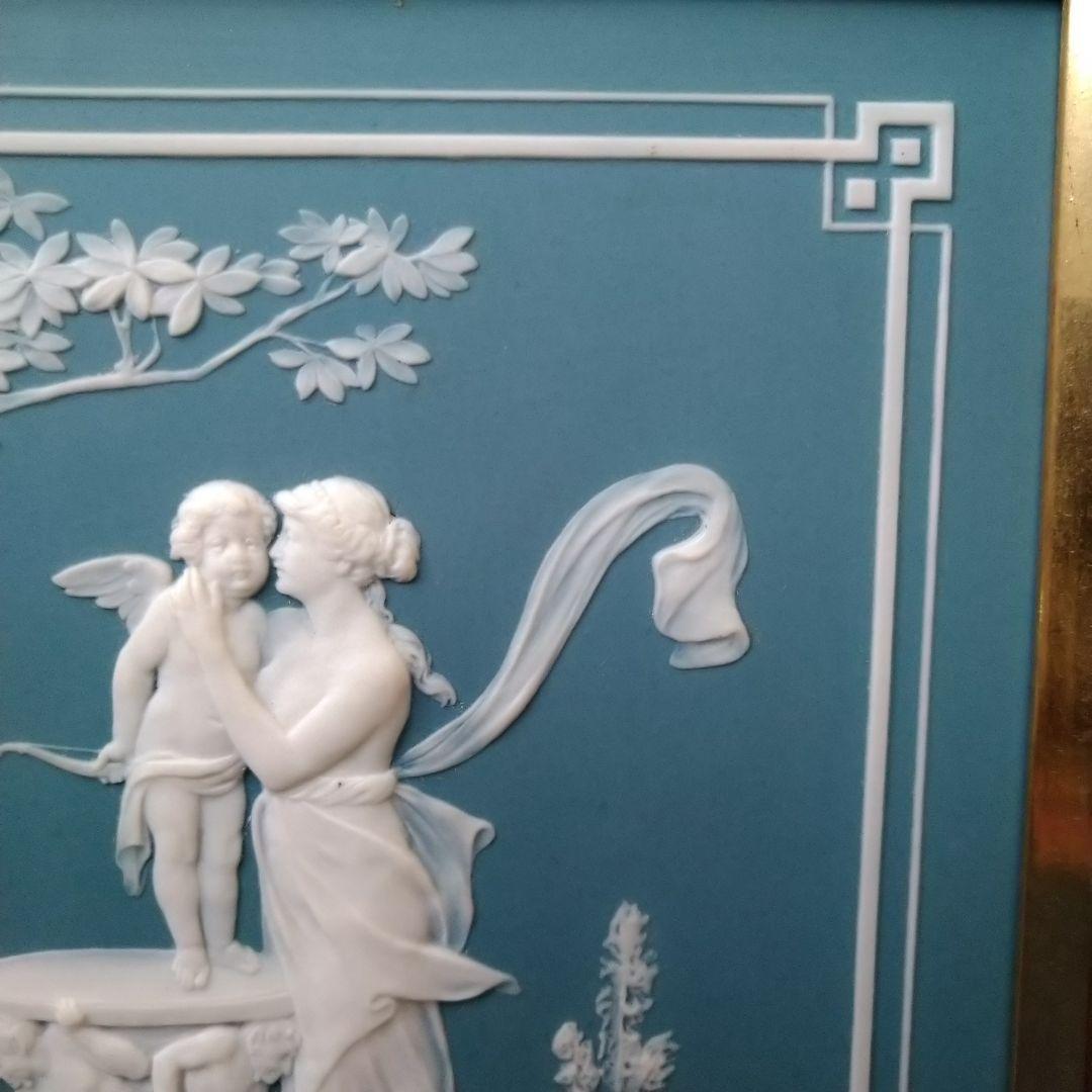 メトラッハ(METTLACH)額装陶板画パテシュールパテ『ニンフとキューピッド』