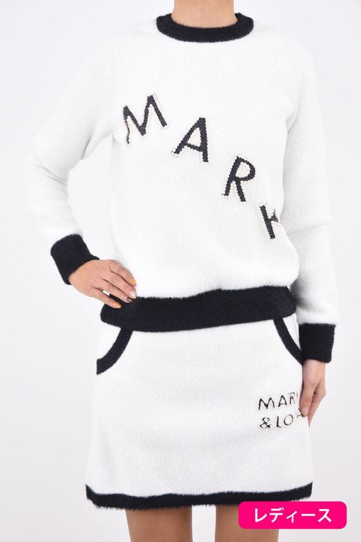 ロゴジャガード×パール バイカラー プルオーバーニット セットアップ