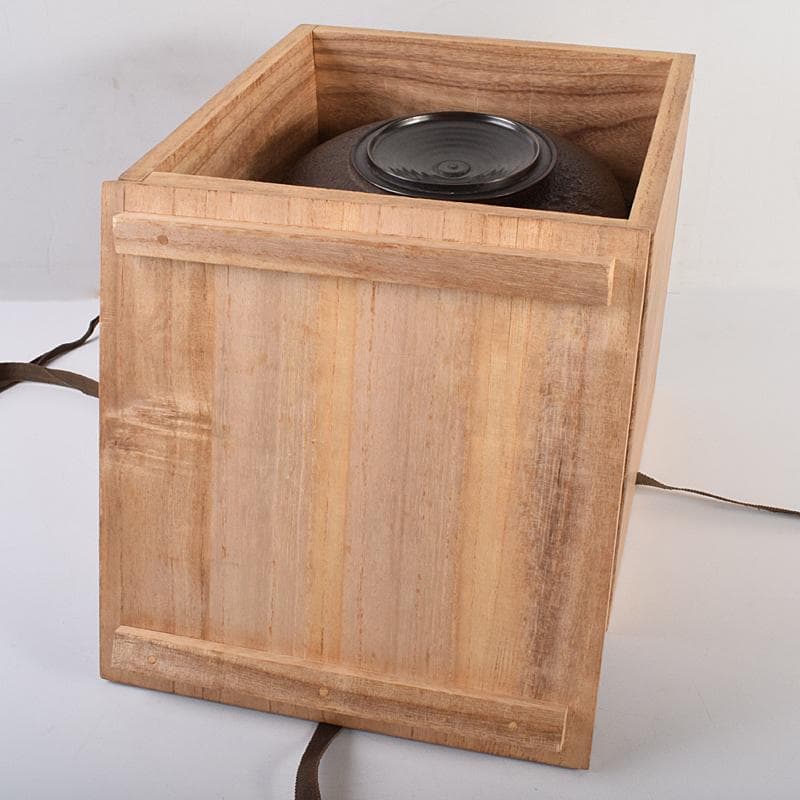 茶道具　釜師　畠春斎作　尻張形釜　鉄釜　ワラ釜敷付　共箱　M　R7824B