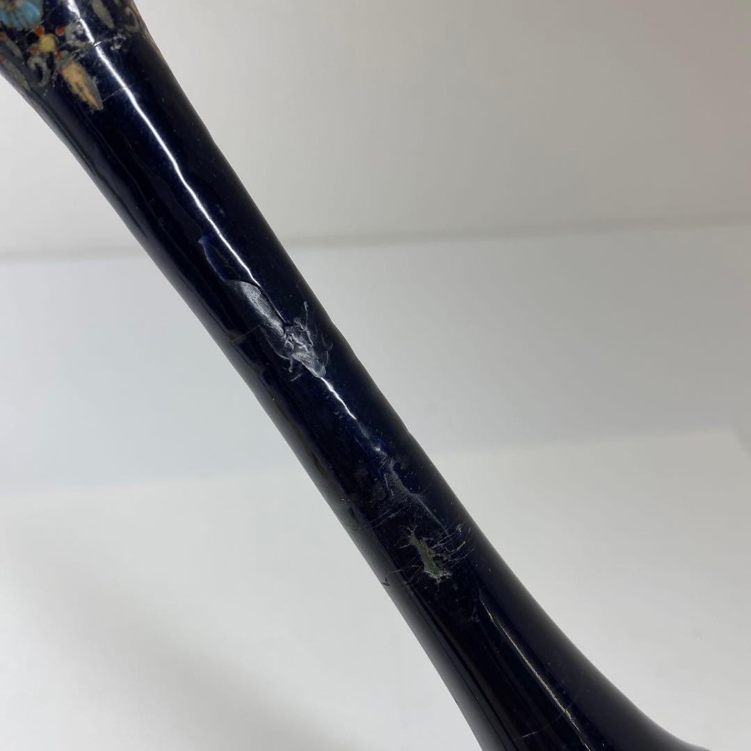 明治期　尾張七宝　最上手　蝶文　花瓶　高さ約24.2㎝　東さ7-0208☆2F