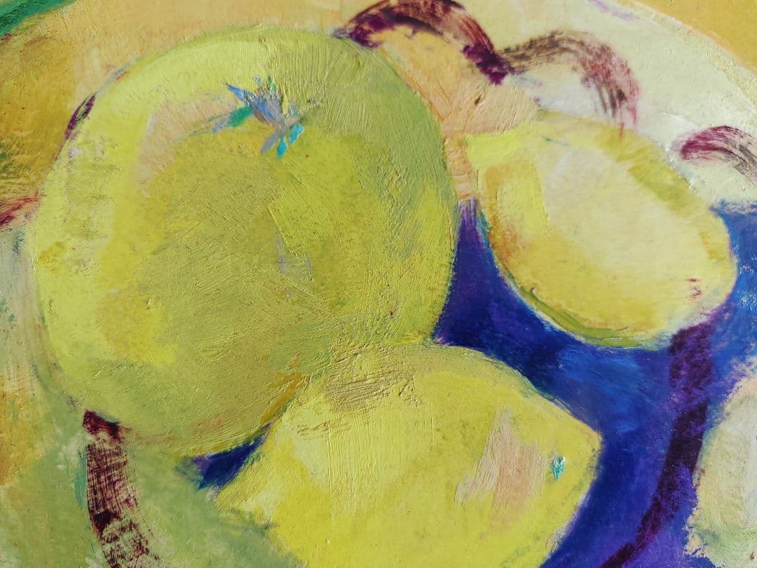 ピエールボンコンパン　油彩画　「卓上のレモン」