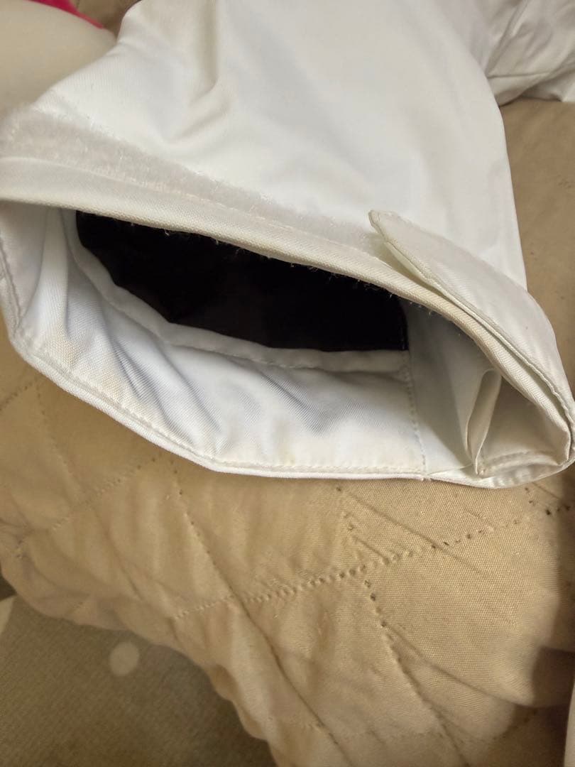 DC フード付きロングジャケット 白/赤/黒