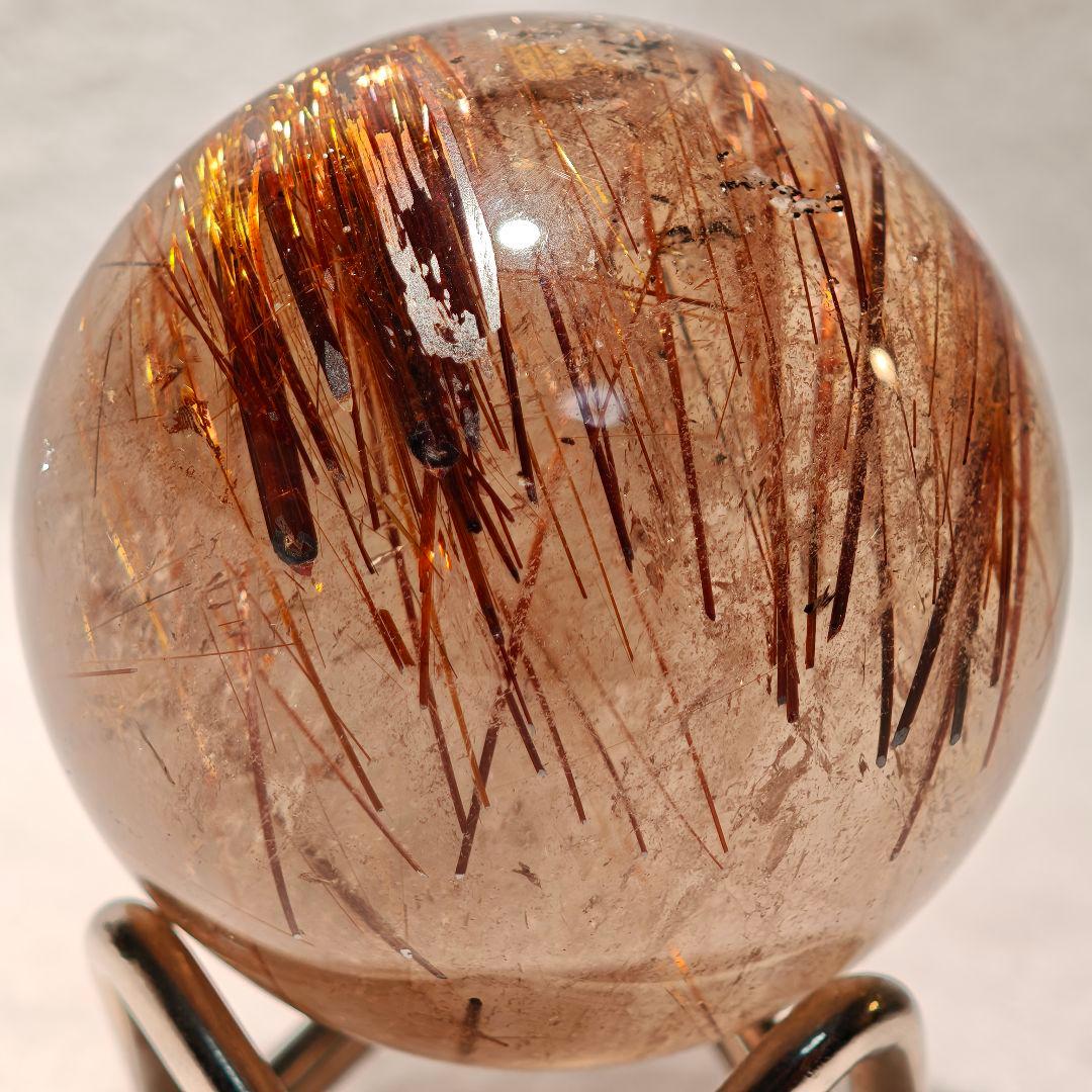 【51mm】ゴールドルチルクォーツ スフィア 丸玉 天然石 金針