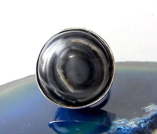 ★E1601★12号銀指輪　シルバーリング　(A36)　瑪瑙　眼文　ルクミック