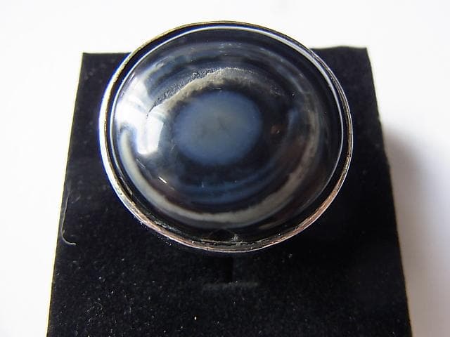 ★E1601★12号銀指輪　シルバーリング　(A36)　瑪瑙　眼文　ルクミック